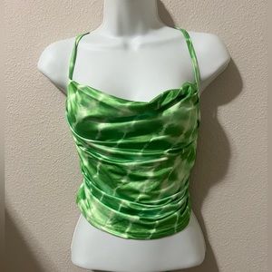 Green backless tie tank top